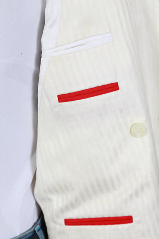 Isaia Ivory Striped Linen-Silk Sport Jacket