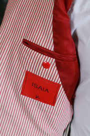 Isaia Red Striped Cotton Sport Jacket
