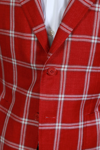 Isaia Red Windowpane Sport Jacket