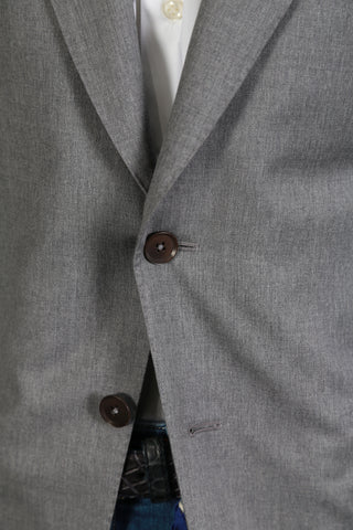 Isaia Grey Solid Wool Sport Jacket