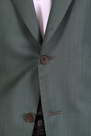 Isaia Sea-Green Solid Wool Sport Jacket