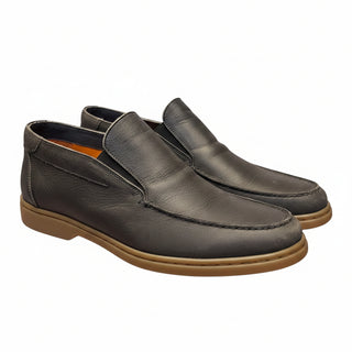 Andrea Ventura Shiny Leather Loafers Dark Grey / 11 US/ 44 IT