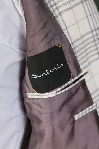 Sartorio White Plaid Wool Sport Jacket