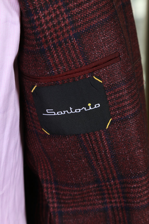 Sartorio Burgundy Checked Suit Jacket
