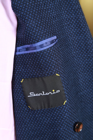 Sartorio Dark-Blue Birdseye Double Breasted Sport Jacket
