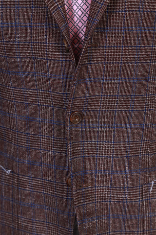 Sartorio Brown Plaid Wool-Cotton Sport Jacket