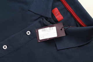 Isaia Dark-Blue Short Sleeve Cotton Polo