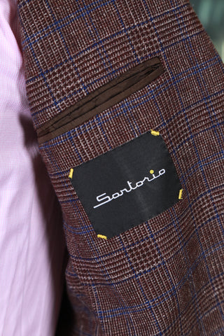 Sartorio Brown Plaid Wool-Cotton Sport Jacket