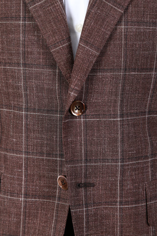 Isaia Brown Windowpane Suit