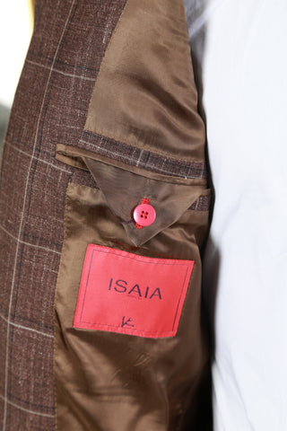 Isaia Brown Windowpane Suit