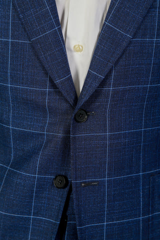 Isaia Cobalt Blue Windowpane Wool Suit