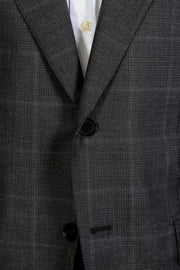 Isaia Checked Dark-Grey Windowpane Wool Suit