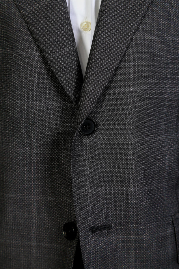 Isaia Checked Dark-Grey Windowpane Wool Suit