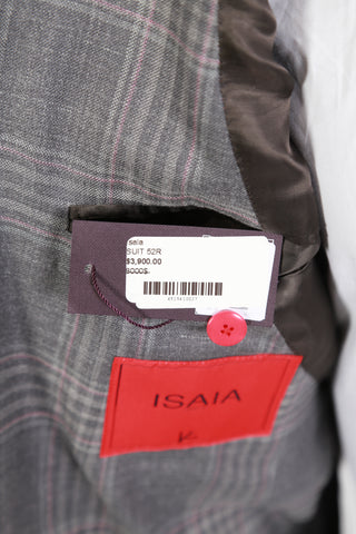Isaia Grey Checked Wool-Silk Suit