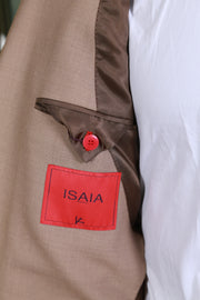 Isaia Beige Solid Wool Suit