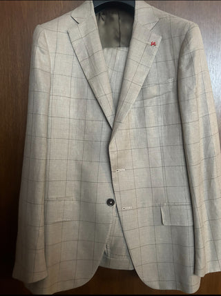 Isaia Windowpane Linen-Wool-Silk Suit
