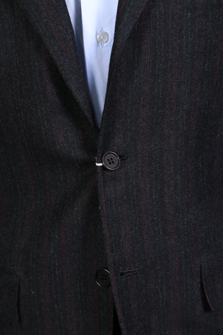 Kiton Dark-Grey Striped Wool Suit