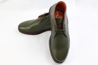 Andrea Ventura Green Leather Sailor Lace-Up Boots
