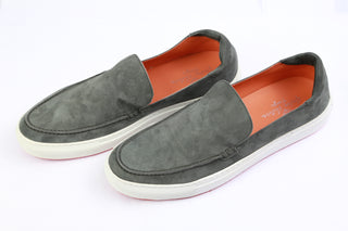 Andrea Ventura Grey Suede Loafers (White Bottom)