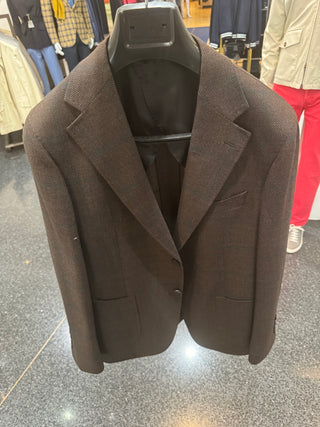 Fiore Di Napoli Brown Windowpane Wool Sport Jacket