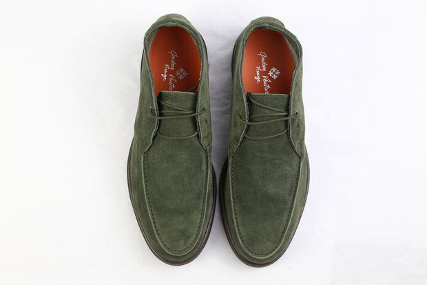 Andrea Ventura Green Suede Sailor Lace-Up Boots