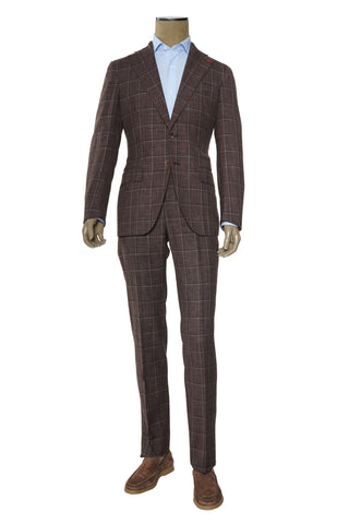 Isaia Double Windowpane Wool-Silk-Linen Suit