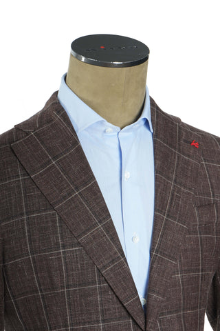 Isaia Double Windowpane Wool-Silk-Linen Suit