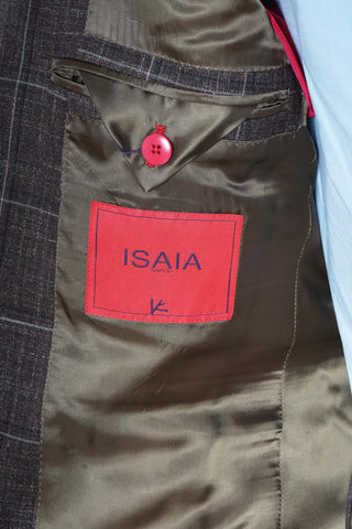 Isaia Double Windowpane Wool-Silk-Linen Suit