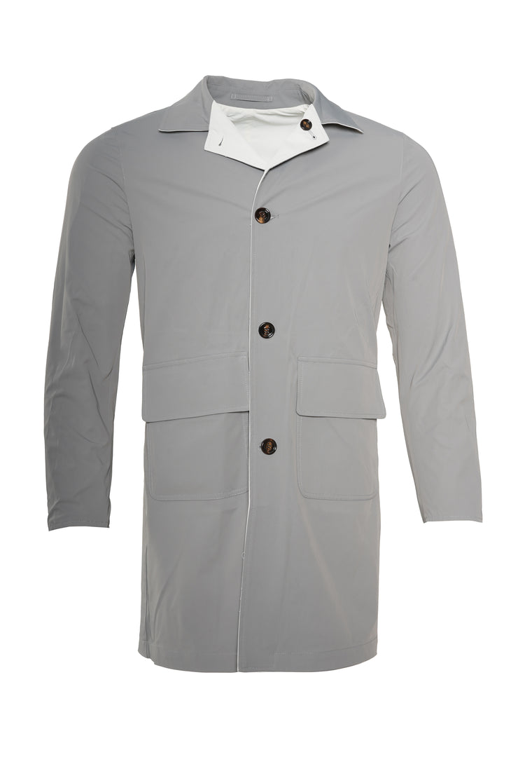 Kired Kim Solid Nylon Reversible Button Up Overcoat