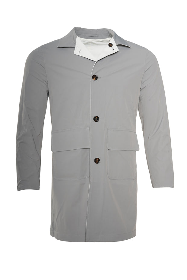 Kired Kim Solid Nylon Reversible Button Up Overcoat