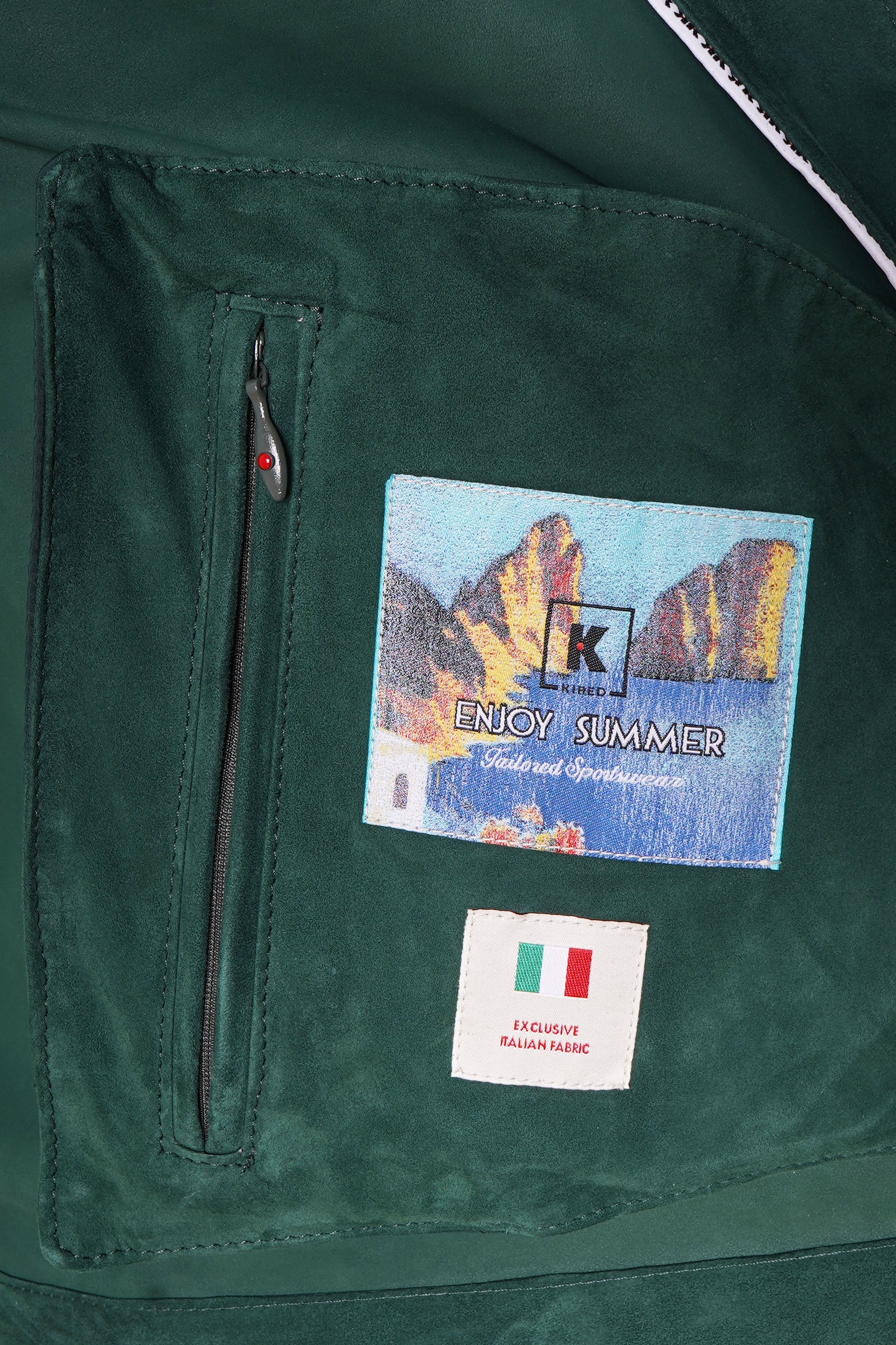 KIREDダークグリーンジャケット Kired Olek 1 Solid Suede Hooded Zip-Up Light-Jacket – Riflessi