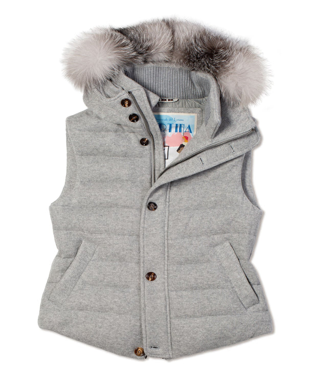 Kired by Kiton Kishb Cashmere Vest w/ Detachable Fox Fur Hood
