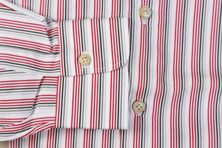 Kiton Red/White Striped Cotton Shirt