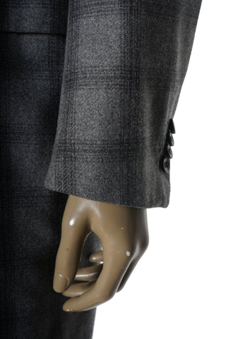 Kiton Windowpane Wool Button Down Overcoat