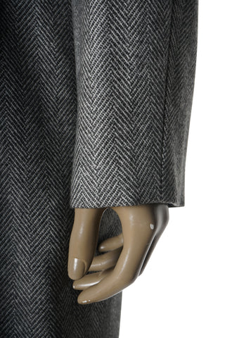 Kiton Herringbone Button Down Overcoat