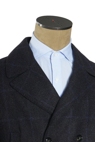 Kiton Windowpane Double Breasted Cashmere-Silk Jacket