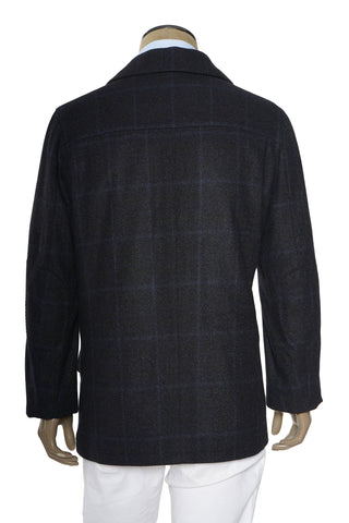 Kiton Windowpane Double Breasted Cashmere-Silk Jacket