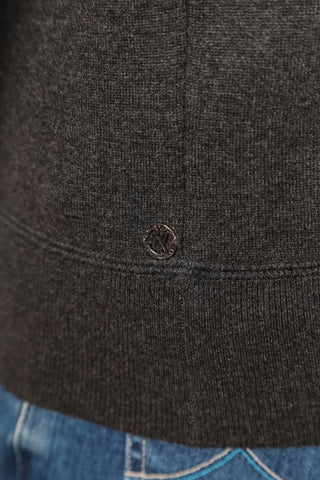 Manrico Dark-Grey Solid Cashmere Zip-Up Sweater