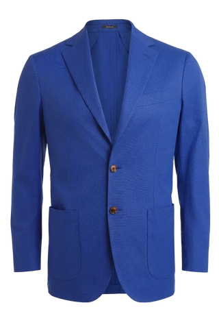 Blue blazer with brown buttons