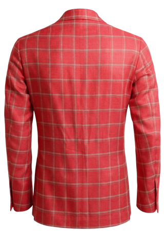 Back of red plaid blazer