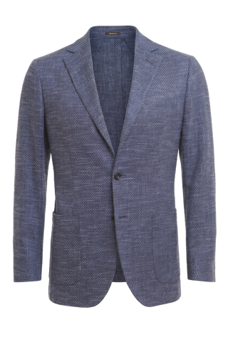 Blue textured blazer on a white background