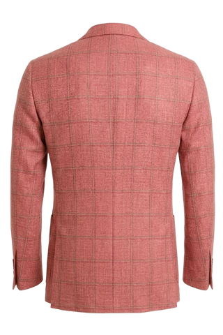 Back of red windowpane blazer 