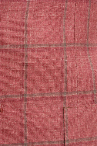 Close-up of red fabric with a checkered pattern