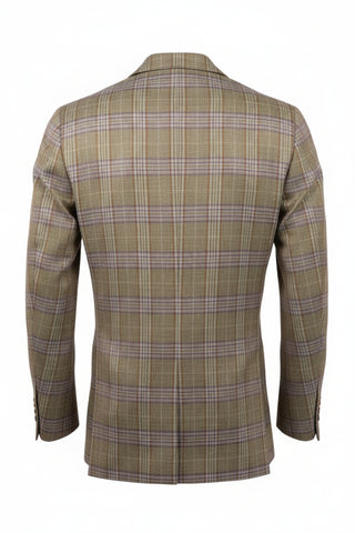 Olive green Plaid patterned jacket on a white background