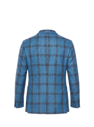 Blue plaid blazer on a white background