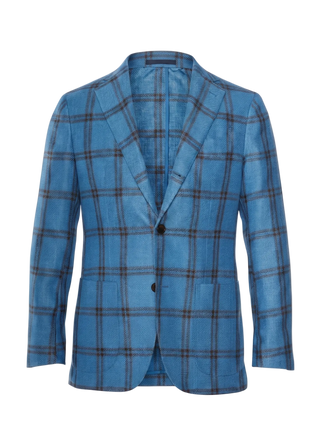 Blue plaid blazer on a white background