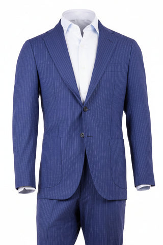 Blue suit with a white shirt on a white background