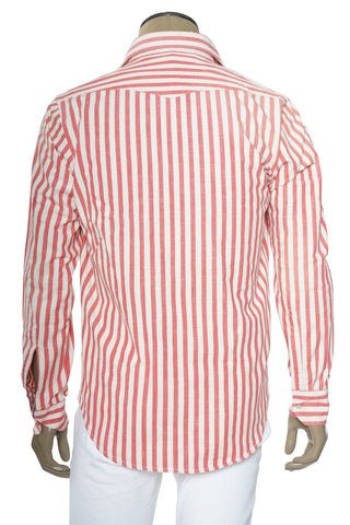 Sartorio Jumbo Pinstripe Denim Snap Button Cotton Overshirt