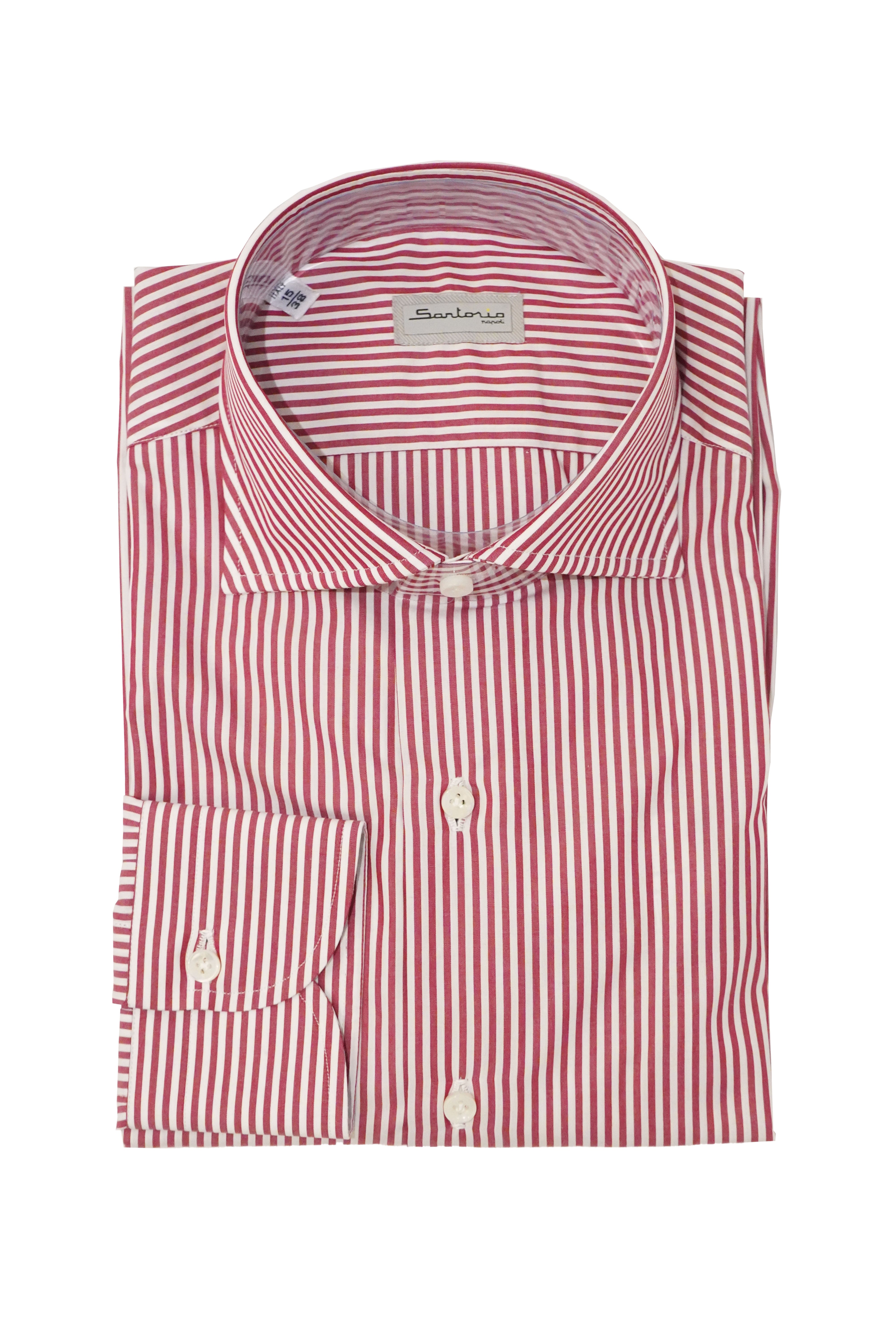 pinstripe dress shirt Sartorio Pinstripe Cotton Dress Shirt Red / 45 cm / 17¾ in
