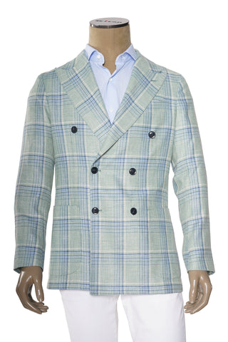 Sartorio Double-Breasted Plaid Virgin Wool-Silk Sport Jacket